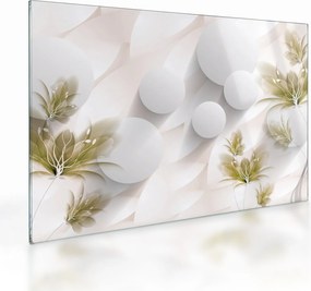 Tablou pe sticlă - 3D cercuri cu flori (70x50 cm)