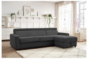 Colțar gri închis extensibil cu tapițerie din catifea reiată (cu colț variabil) Monaco – Bobochic Paris