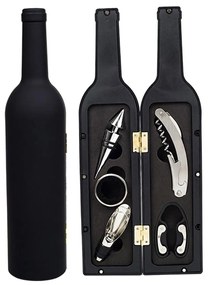 Set Cadou   Accesorii Vin in forma de Sticla, 6in1   culoare Neagra