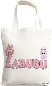 Sacosa de Panza pentru Cumparaturi, Geanta Tote, model Labubu 16 38 x 34.5 cm, Alba, BEKZ®