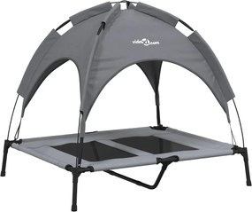 vidaXL Pat de câini cu baldachin, antracit, țesătură Oxford și oțel