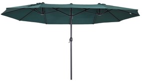 Outsunny Umbrelă Dublă de Grădină, Protecție UV, Manivelă pentru Deschidere, 460x270x240 cm, Verde | Aosom Romania