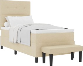 vidaXL Pat cu arcuri cu saltea cu headboard Crem 80 x 200 cm țesătură