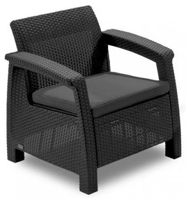 Set de mobilier de grădină Corfu Weekend Set, culoare grafit, cu perne gri deschis