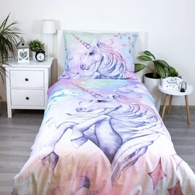 Lenjerie de pat din bumbac pentru copii UNICORN PASTEL RAINBOW colorat Dimensiune lenjerie de pat: 70 x 90 cm | 140 x 200 cm