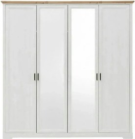 Dulap JASMIN, alb/stejar artisan, PAL, cu 4 usi, 214x64x220 cm