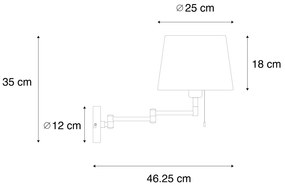 Aplică neagră cu abajur negru și braț reglabil - Ladas Deluxe