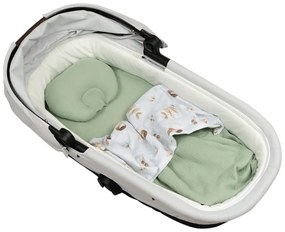 Lenjerie pentru landoul caruciorului din muselina Kidizi Birdy, include cearceaf, perna si paturica cu doua fete, bumbac 100%