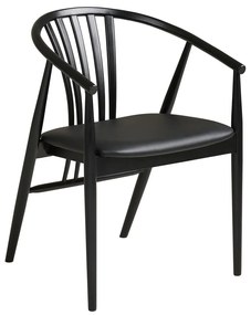 Scaun de dining negru cu cotiere din lemn de fag Agustin – House Nordic