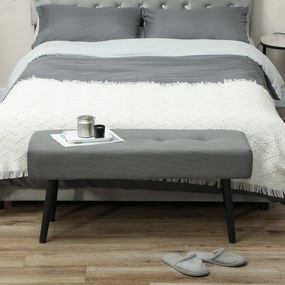 HOMCOM Bancă Tapițată din Catifea cu Șezut Căptușit și Picioare din Oțel, 100x36x45 cm, Gri | Aosom Romania