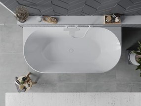 Mexen Oval Slim cadă de baie de sine stătătoare, montată pe perete 170 x 80 cm, albă, preaplin alb - 52661708000-20