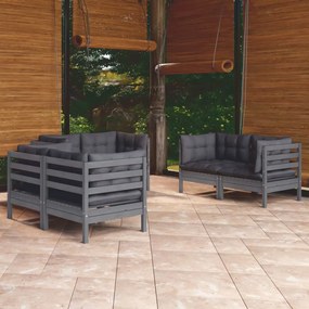 3096246 vidaXL Set mobilier de grădină cu perne, 6 piese, lemn masiv de pin