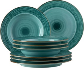 Mäser Set of 8 shallow and deep plates PROSPERO – turquoise