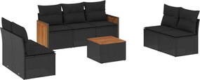 vidaXL Set mobilier de grădină cu perne, 8 piese, negru, poliratan