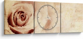 Tablou - floare de trandafir pentru îndrăgostiți (cu ceas) (90x30 cm)