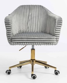 HR832K Scaun Gri Teddy Cord cu Bază Aurie