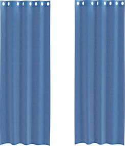 vidaXL Perdele Voile cu Oelii 2 buc Albastru Regal