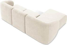 Colțar bej cu tapițerie din chenille (cu colț pe partea stângă/cu șezlong) Lani – Makamii