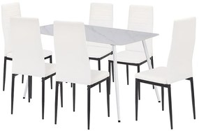 Renton 6+1 dining set alb-negru