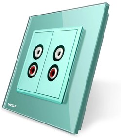 Priza dubla audio Livolo cu rama din sticla