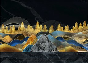 Tablou pe sticlă - Munții aurii (70x50 cm)