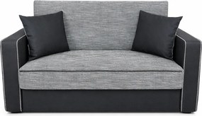 Canapea SAMY NEXT extensibila, 2 locuri, cu lada de depozitare, stofa gri cu negru, cadru metalic, 152x100x92 cm stofa, Gri Inchis + Gri Deschis