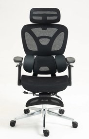 METACHAIR DORO Scaun ergonomic, cotiere 6D, suport lombar dinamic, spătar reglabil înălțime, tetieră 2D, suport picioare, mecanism multifunctional inclinare/blocare, pivotant, Mesh, Negru