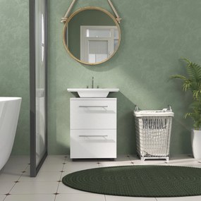 HOMCOM Dulap de Baie Sub Lavoar cu Sertar și Dulap, Unitate Economisitoare de Spațiu, 41,5 x 35,5 x 59 cm, Alb | Aosom Romania