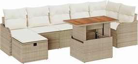 vidaXL Set de canapele pentru grădină cu pernă 8 pcs Bej poliratan