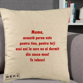 Cadou pentru Mama - Perna Personalizata Perna pentru Mama, 40x40 cm, Bej, Husa Detasabila, Perna Inclusa, BEKZ®