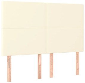 vidaXL Tăblie de pat crem 144x5x118/128 cm piele ecologică