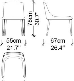 Scaun lemn masiv dining Capella, 55 × 67 × 78 cm