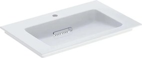 Lavoar pe mobilier Geberit One Slim 75 cm alb cu orificiu baterie si scurgere speciala