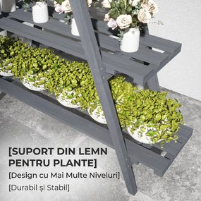 Suport de plante din lemn Outsunny , suport pentru ghivece | Aosom Romania