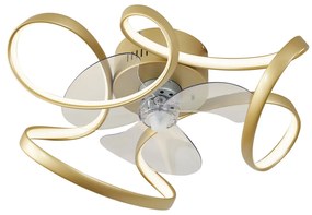 Ventilator de tavan alamă 55cm incl. LED Dimmabil cu telecomandă - Mandy