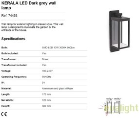 Aplica LED iluminat perete exterior stil clasic KERALA 74453