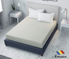 Cearceaf de pat crem cu elastic Evostar bumbac100% ranforce /90x200 cm dimensiune standard