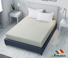 Cearceaf de pat crem cu elastic Evostar bumbac100% ranforce /90x200 cm dimensiune standard