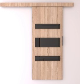 Usa glisanta Desio, ADRK Furniture (Latime: 86 cm, Culoare: Sonoma /Negru Lacobel)