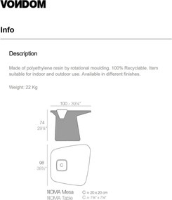 Masa de exterior / interior design modern premium MOMA TABLE 45100A Vondom