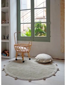 Covor pentru copii verde deschis lavabil/țesut manual din bumbac ø120 cm Bubbly Olive – Lorena Canals