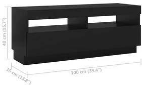 Comoda TV cu lumini LED, negru, 200x35x40 cm 1, Negru