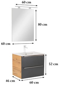 Mobilier complet de baie Vario Trim 60 stejar-antracit