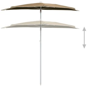 Umbrela de gradina cu stalp, gri taupe, 180x90 cm, semirotunda Gri taupe