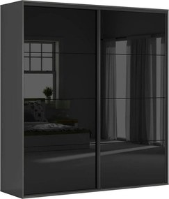 Dressing FLEX, gri grafit/negru lucios, PAL, cu 2 usi, 220x66x240 cm