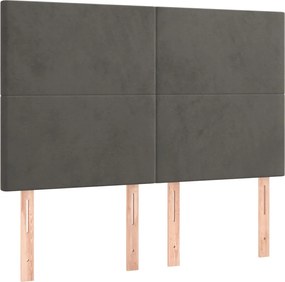 vidaXL Tăblie de pat gri închis 144x5x118/128 cm catifea