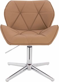 HR111CROSS Scaun Caramel Piele Ecologica Premium Soft cu Bază Cromata