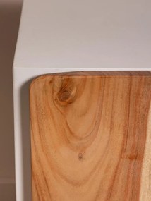 Set 2 noptiere din lemn de mango și acacia, natur și alb, cu ușă și soclu retras, 50,5 x 40 x 35 cm, „Villalba”