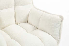 HR560N Scaun Crem din Boucle cu Bază Aurie