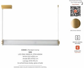 Lustra LED smart cu telecomanda COMO alama periata